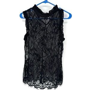 Who What Wear Black Lace Top